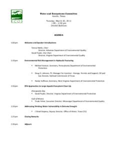 Water and Ecosystems Committee Austin, Texas AGENDA Tuesday, March 20, 2012