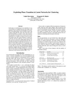Exploiting Phase Transition in Latent Networks for Clustering Vahed Qazvinian Dragomir R. Radev  Department of EECS