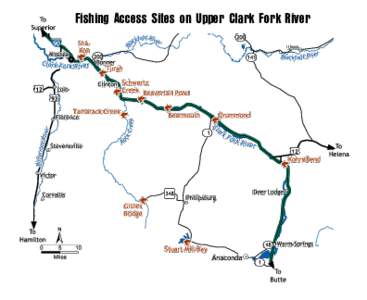 Fishing Access Sites on Upper Clark Fork River  Clark Fork River and Adjacent Areas Clark Fork River (Upper) (Brook Trout, Brown Trout, Mountain Whitefish, Northern Pike, Rainbow Trout, Smallmouth Bass,  Westslope Cutth