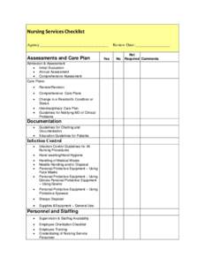 NC DHSR AHCLCS: Nursing Services Checklist