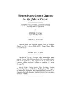 United States Court of Appeals for the Federal Circuit ______________________ JOSEPH P. NACCHIO, ANNE M. ESKER, Plaintiffs-Cross-Appellants