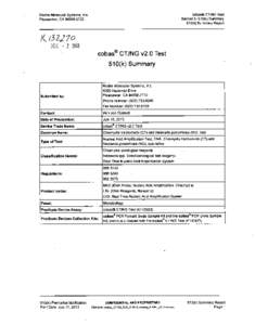 cobasID CT/NG Test Section 5: 510(k) Summary 510(k) Summary Report Roche Molecular Systems, Inc. Pleasanton, CA[removed]
