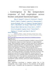 ITER Forum website Update 4/16 B.J.GreenConvergence in the temperature response of leaf respiration across biomes and plant functional types