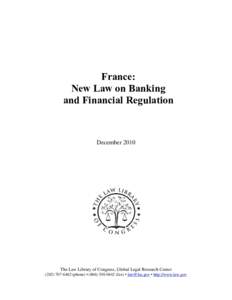 France: New Law on Banking and Financial Regulation