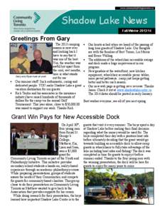 Shadow Lake News Fall/Winter[removed]Greetings From Gary  