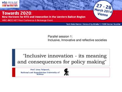 Parallel session 1: Inclusive, Innovative and reflective societies 