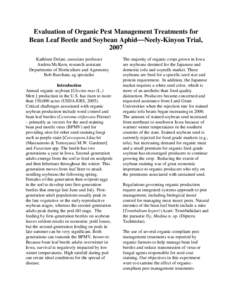 Evaluation of Organic Pest Management Treatments for Bean Leaf Beetle⎯Neely-Kinyon Trial, 