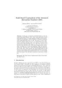 LNCS[removed]Fault Based Cryptanalysis of the Advanced Encryption Standard (AES)