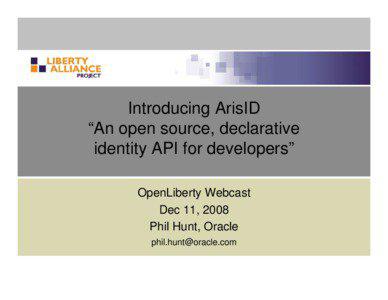 Introducing ArisID “An open source, declarative identity API for developers”