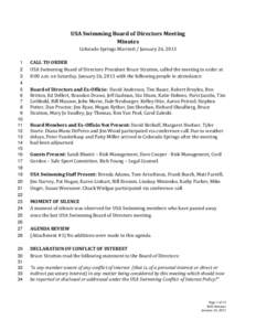 USA Swimming Board of Directors Meeting Minutes Colorado Springs Marriott / January 26, [removed]