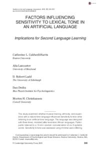 Studies in Second Language Acquisition, 2015, 37, 335–357. doi:S0272263114000849 FACTORS INFLUENCING SENSITIVITY TO LEXICAL TONE IN AN ARTIFICIAL LANGUAGE
