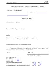 Use the Tab key to move from field to field on this form. Notice of Appeal Criminal CO-290 Rev. 3/88