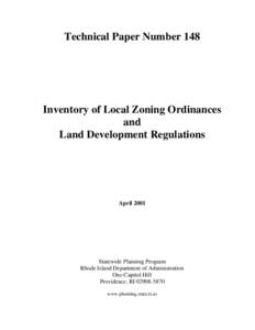 Technical Paper Number 148  Inventory of Local Zoning Ordinances and Land Development Regulations