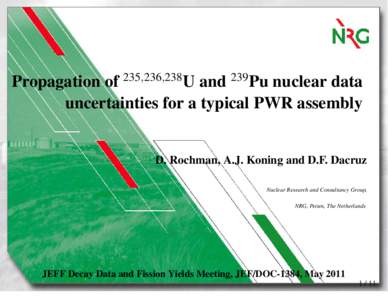 Propagation of 235,236,238U and 239Pu nuclear data uncertainties for a typical PWR assembly D. Rochman, A.J. Koning and D.F. Dacruz Nuclear Research and Consultancy Group, NRG, Petten, The Netherlands