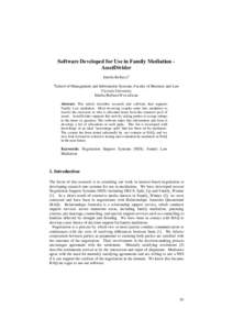 Software developed for use in Family Mediation - AssetDivider