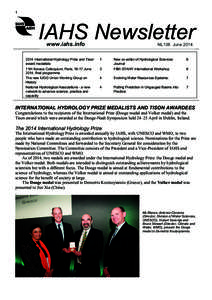 1  IAHS Newsletter www.iahs.infoInternational Hydrology Prize and Tison