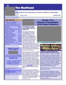 The Masthead The Journal of the Westlawn Institute of Marine Technology December 2009 Volume 3, Issue 4