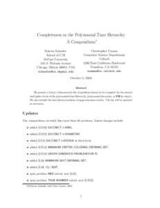 Completeness in the Polynomial-Time Hierarchy A Compendium∗ Marcus Schaefer