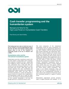 Microsoft Word - HLP background note - Cash transfers and the humanitarian system