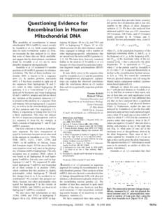 TECHNICAL COMMENTS  Questioning Evidence for Recombination in Human Mitochondrial DNA The possibility of recombination in human