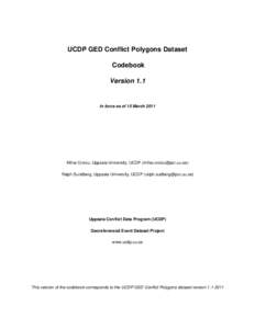 UCDP GED Conflict Polygons Dataset Codebook Version 1.1 In force as of 15 March 2011