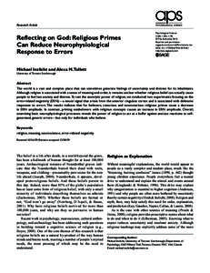 Research Article  Reflecting on God: Religious Primes Can Reduce Neurophysiological Response to Errors