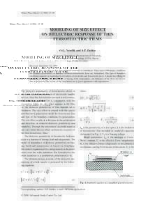 Mater.Phys.MechMODELING OF SIZE EFFECT ON DIELECTRIC RESPONSE OF THIN FERROELECTRIC FILMS O.G. Vendik and S.P. Zubko