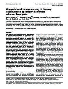 Published online 30 AprilNucleic Acids Research, 2010, Vol. 38, No–5608 doi:nar/gkq283  Computational reprogramming of homing