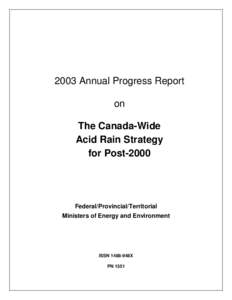 2003 Annual Progress Report on The Canada-Wide Acid Rain Strategy for Post-2000