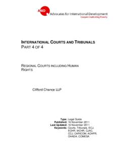 INTERNATIONAL COURTS AND TRIBUNALS PART 4 OF 4 REGIONAL COURTS INCLUDING HUMAN RIGHTS