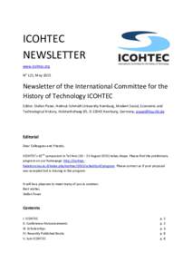 ICOHTEC NEWSLETTER www.icohtec.org No 121, MayNewsletter of the International Committee for the