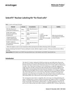 SelectFX® Nuclear Labeling Kit *for fixed cells* Table 1. Contents and Storage Information. Material  Amount