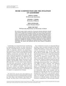 姝 Academy of Management Review 2015, Vol. 40, No. 2, 291–306. http://dx.doi.orgamrNICHE CONSTRUCTION AND THE EVOLUTION OF LEADERSHIP