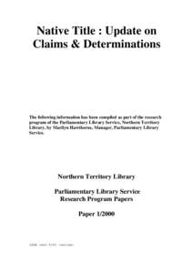 Native Title Determinations : Information sources