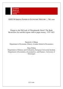 European Historical Economics Society  EHES WORKING PAPERS IN ECONOMIC HISTORY | NO. 100