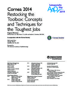 Cornea 2014 Restocking the Toolbox: Concepts and Techniques for the Toughest Jobs Program Directors