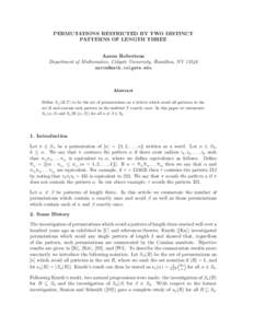Permutation pattern / Permutation / Catalan number / Constructible universe / Continued fraction / Proof that π is irrational / Fermat point / Mathematics / Combinatorics / Discrete mathematics