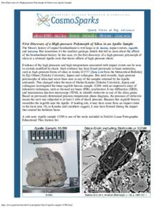 Planetary science / Lunar science / Polymorphism / Geology / Matter / Apollo program / Stishovite / Regolith / Moon rock / Lunar soil / High pressure / Moon