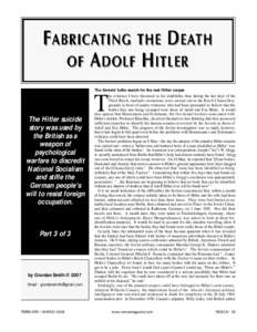The Hitler suicide story was used by the British as a weapon of psychological warfare to discredit