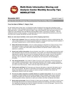 Multi-State Information Sharing and Analysis Center Monthly Security Tips NEWSLETTER November[removed]Volume 6, Issue 11