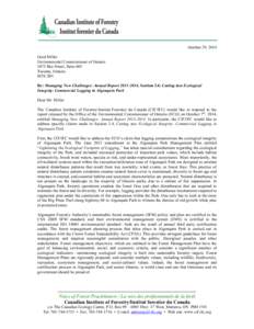 October 29, 2014 Gord Miller Environmental Commissioner of Ontario 1075 Bay Street, Suite 605 Toronto, Ontario M5S 2B1