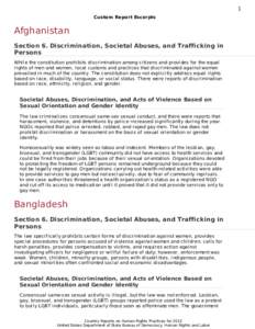 1 Custom Report Excerpts Afghanistan Section 6. Discrimination, Societal Abuses, and Trafficking in Persons