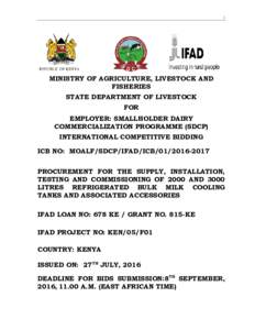 i  MINISTRY OF AGRICULTURE, LIVESTOCK AND FISHERIES STATE DEPARTMENT OF LIVESTOCK FOR