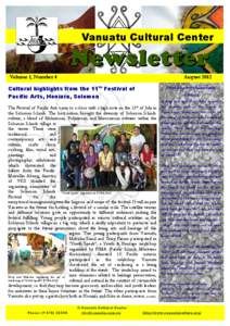 Vanuatu Cultural Center  Newsletter Volume 1, Number 4  August 2012