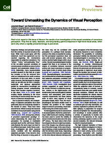 Toward Unmasking the Dynamics of Visual Perception