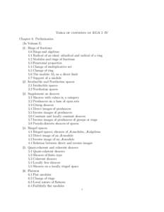 Table of contents of EGA I–IV Chapter 0. Preliminaries (In Volume I) §1. Rings of fractions 1.0 Rings and algebras 1.1 Radical of an ideal; nilradical and radical of a ring