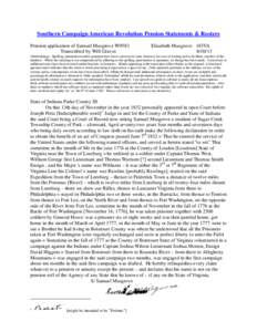 Southern Campaign American Revolution Pension Statements & Rosters Pension application of Samuel Musgrove W9583 Transcribed by Will Graves Elizabeth Musgrove f43VA[removed]