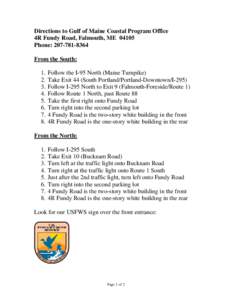 Directions to Gulf of Maine Coastal Program Office