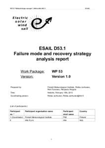 WP 53 “Refined design concepts”, Deliverable D53.1  ESAIL ESAIL D53.1 Failure mode and recovery strategy