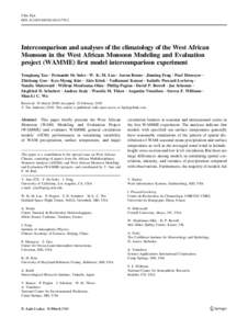 Clim Dyn DOIs00382Intercomparison and analyses of the climatology of the West African Monsoon in the West African Monsoon Modeling and Evaluation project (WAMME) first model intercomparison experimen